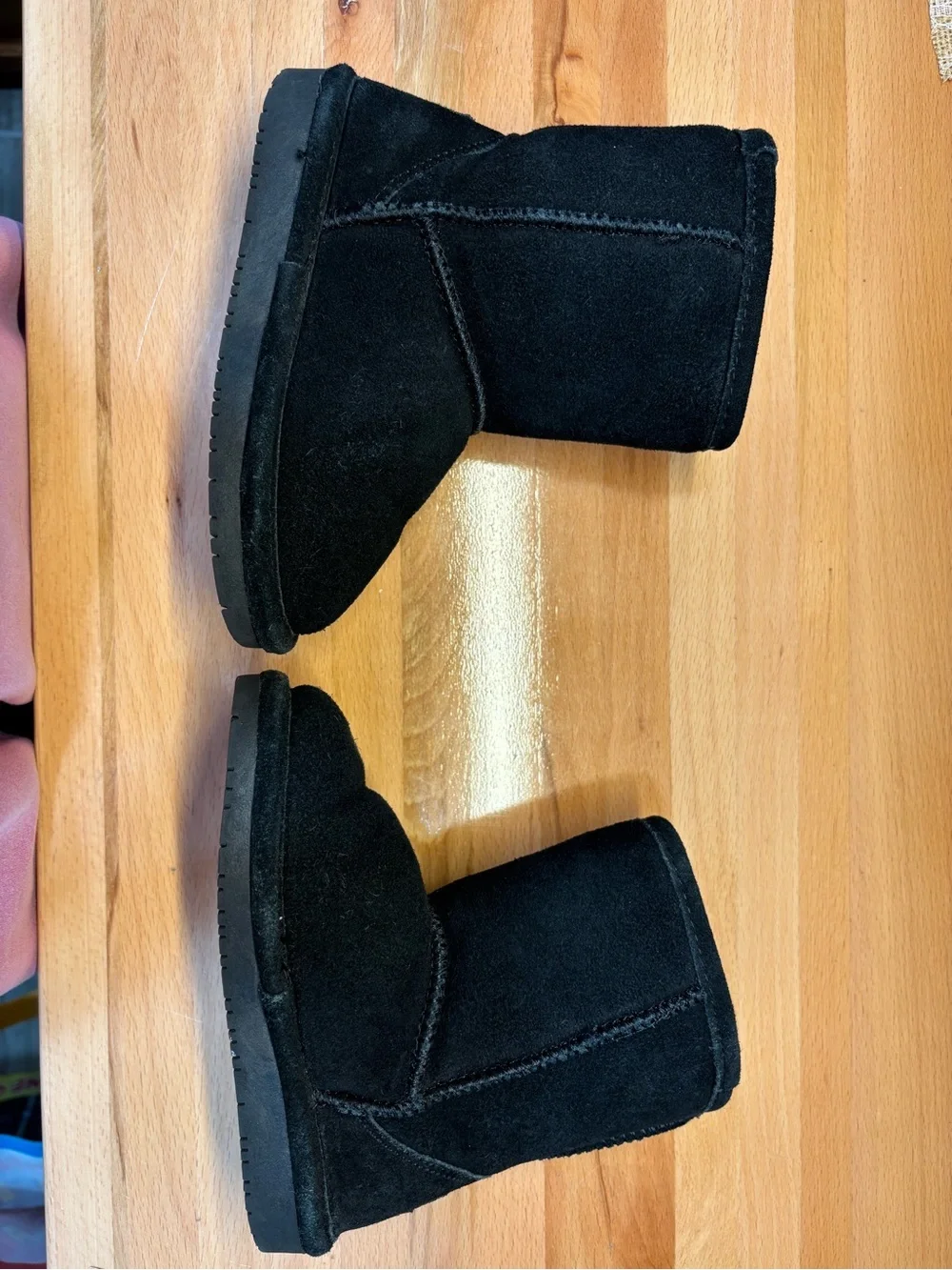 Classic Black Suede Shearling Winter Boots